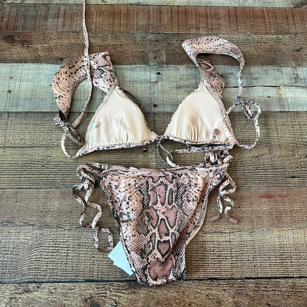 Zimmermann Moonshine Waterfall Frill Bikini Pink Snacke Print Swimsuit Swimwear - Picture 6 of 12
